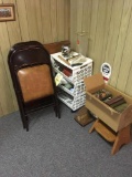 stand - folding table and chairs - old books - pictures - etc