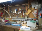 tools - hardware top of work bench and on peg board