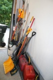 Assorted Yard Tools, Sprayers & Gas Cans