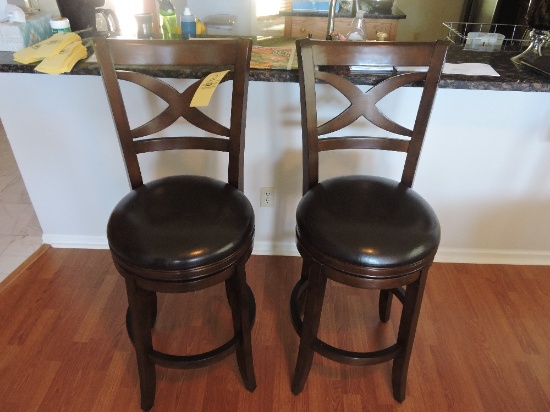 Pair Of Swivel Padded Bar Stools