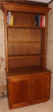 Nice 2-pc Oak Bookshelf W/ Bottom 2-Door Storage
