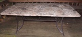 Outdoor Patio Table With Stone-Look Top, 10 Metal Legs