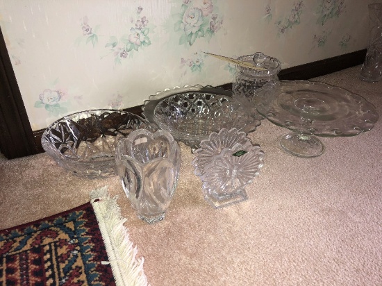 Crystal, Cake Plate, Vases, Candy Bowl