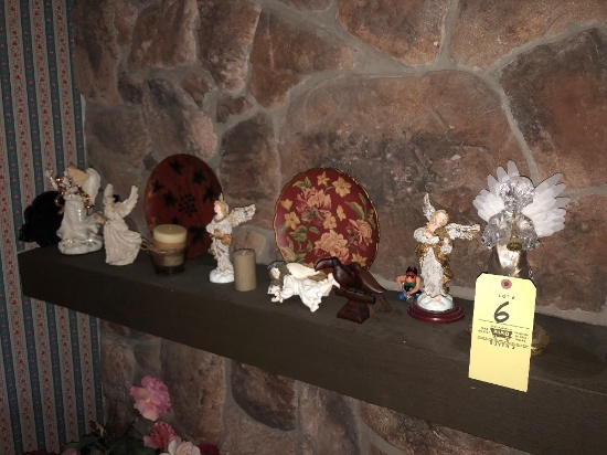 Angel Figurines, Ceramic Plates, Candles