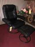 Leather Recliner with Ottoman