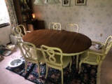French Provencial Dining Table, 6 Chairs, 2  Leaves