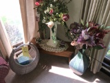 (2) Large Vases, Basket, Stool
