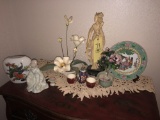 Oriental Figurines, Tea Set, Plate