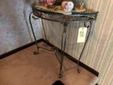 Metal Foyer Stand With Glass Top with Mirror