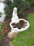 Concrete bird bath fountain with pump