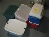 2 Coleman coolers & plastic totes