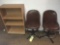 Two Swivel Chairs - Bookcase on Wheels