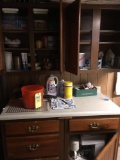Contents in Cupboard - Cups - Coffee Maker - Iron Boards - Shoe Organizer - Etc.