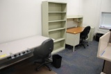 2 Desks, 2 Chairs, Bookcase & 2-Drawer File Cabinet