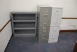 (2) 4-Drawer File Cabinets & Metal Bookcase
