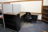 Corner Desk, Bookcase, Chair & Cubicle Partition