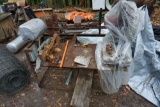 Steel table w/ grinder & chop saw