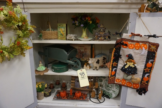 Wood Wheelbarrow, Milk Bottles, Canister Set, Milk Glass