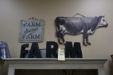 2 Farm Signs, Cattle Cutout, Metal Wall Art