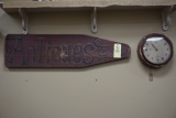 Clock, Ironing Board Antiques Sign