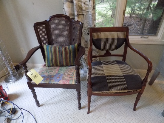 2 Wood arm chairs