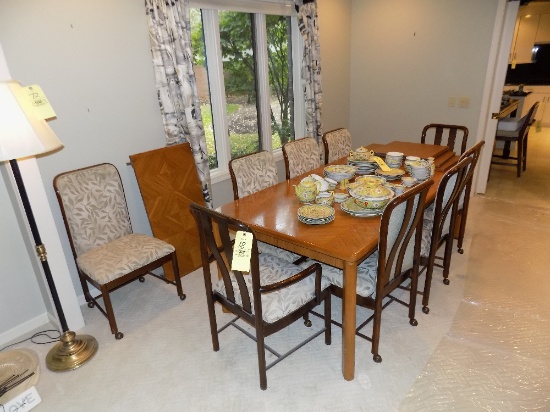 Drexel dining room table with 10 chairs