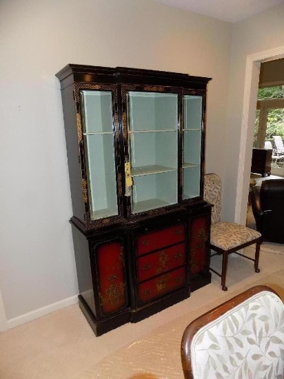 Oriental style 1-piece china hutch