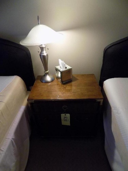 Drexel nightstand with metal bedroom lamp