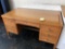 Wood 7-Drawer Desk With Glass Top