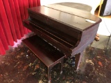 Hardman Baby Grand Piano With Bench On Casters