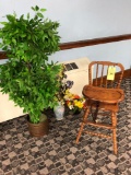 High Chair And Artificial Plants