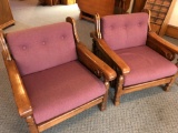 Pair Of Pine Framed Upholstered Chairs