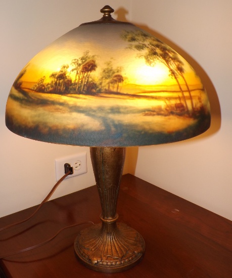 Jefferson Reverse Painted Landscape Scene Table Lamp