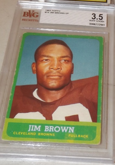 Jim Brown 1963 Topps Card, Graded BVG 3.5 VERY GOOD