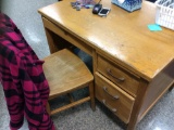 (2) Oak Teachers desks, (2) File Cabinets