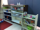 (3) Rolling Bookcarts, Student Table & Chair
