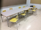 (3) Student Tables, (10) Student Chairs, (3) Teachers Chairs & Side Table