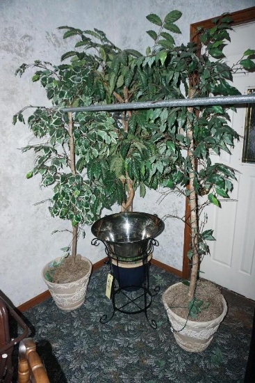 (3) Artificial Trees - (1) Metal Stand