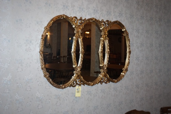 Gold Framed Triple Mirror