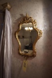 Gold Mirror - (2) Candle Holders