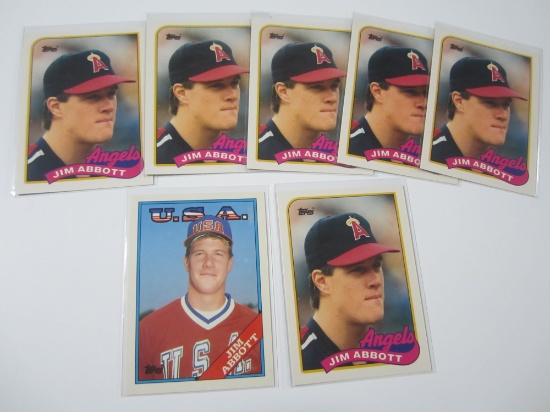 JIM ABBOTT ANGELS USA 7 CARD ROOKIE LOT RC