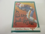 JONATHAN HAYES CHIEFS SIGNED AUTOGRAPHED CARD COA