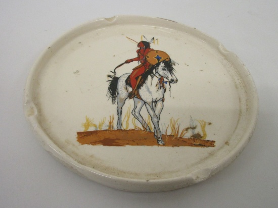 Vintage American Indian on horse shallow ashtray