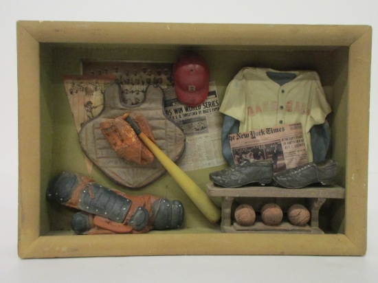 Vintage Style Baseball diorama 3D wall hanging