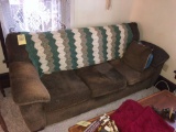 Three Cushion Brown Upholstered Sofa