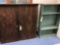 Wood cabinet, metal shelf