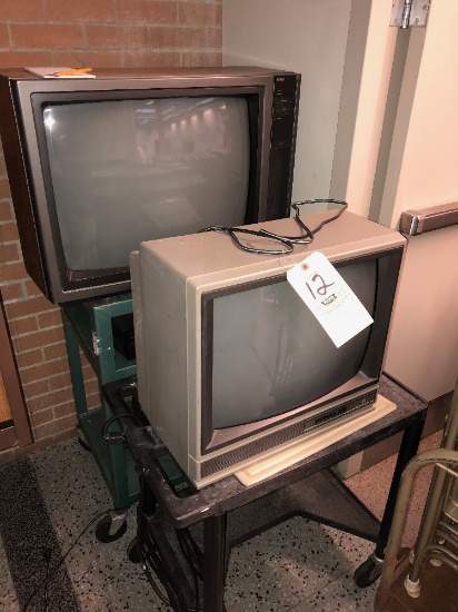 (2) TVs with portable carts