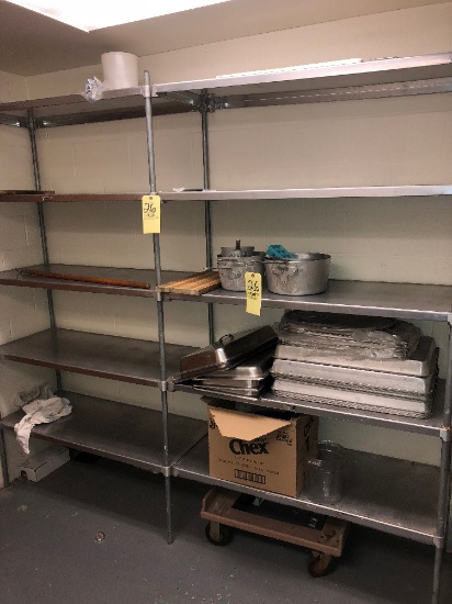 8' X 7' SS shelf with aluminum and SS pans