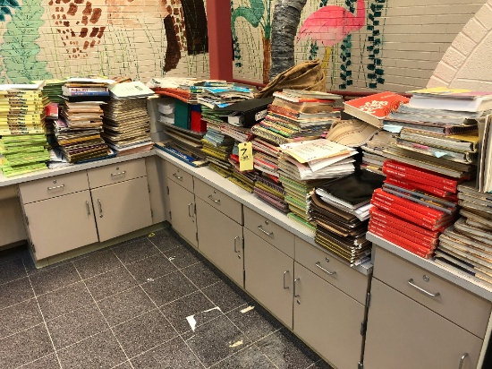 Dozens of stacks of text books
