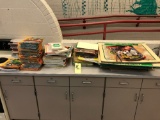 Dozens of stacks of text books